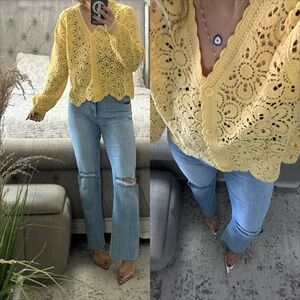 New♥️ Sunshine Crochet Knit Sweater